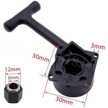 'Tirador motor de arranque', tirador tuerca hexagonal', 'motores 18, 16, 21'. 'tirador coche radicon
